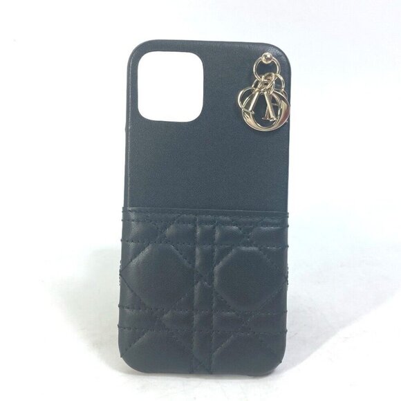 CHRISTIAN DIOR Lady Dior Cannage ProMax iPhone case Leather Black - Picture 1 of 12